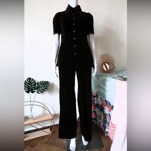 Elegant Rich Chocolate Brown Vintage 1970s Women's Velvet Suit (Fixed Price)